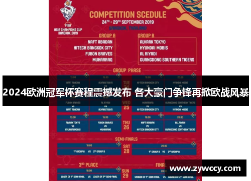 2024欧洲冠军杯赛程震撼发布 各大豪门争锋再掀欧战风暴